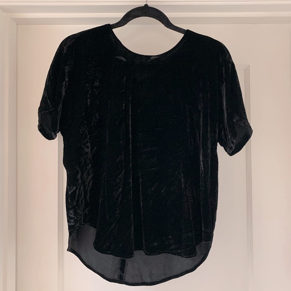Madewell Black Velvet Tulip Hem Top